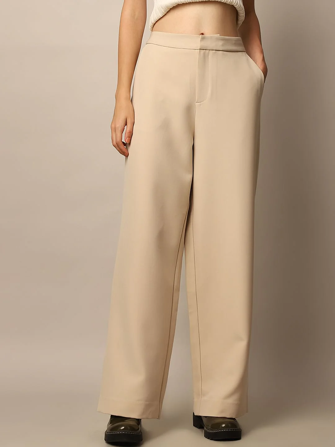 Cream Straight Tailored Pant - Image 2