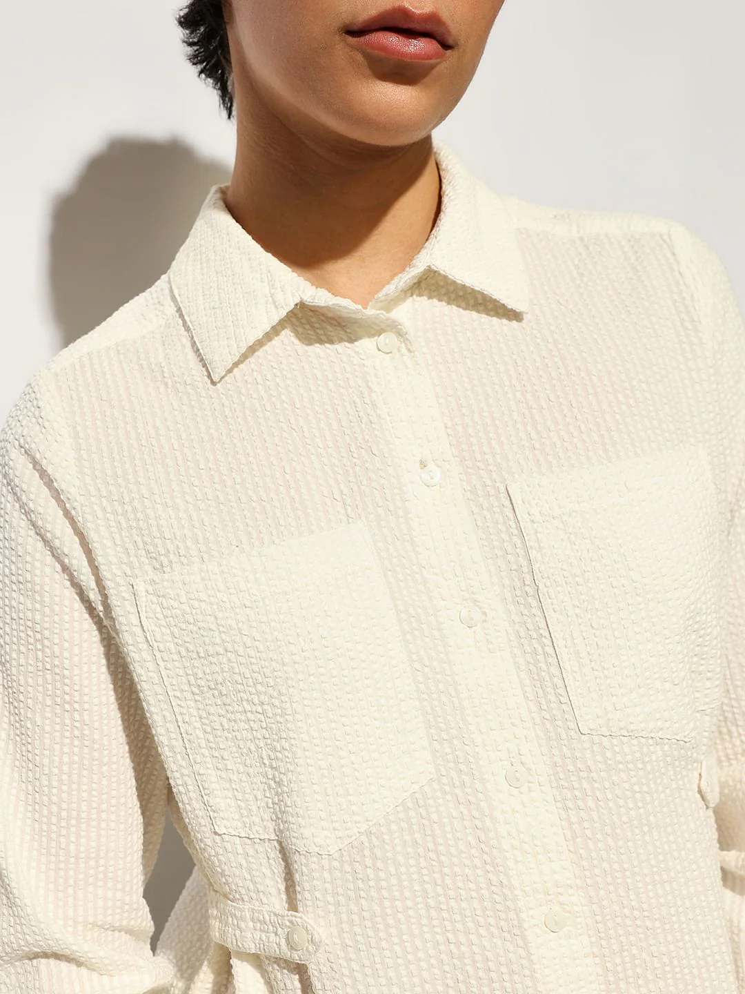 White Seersucker Cotton Shirt - Image 4