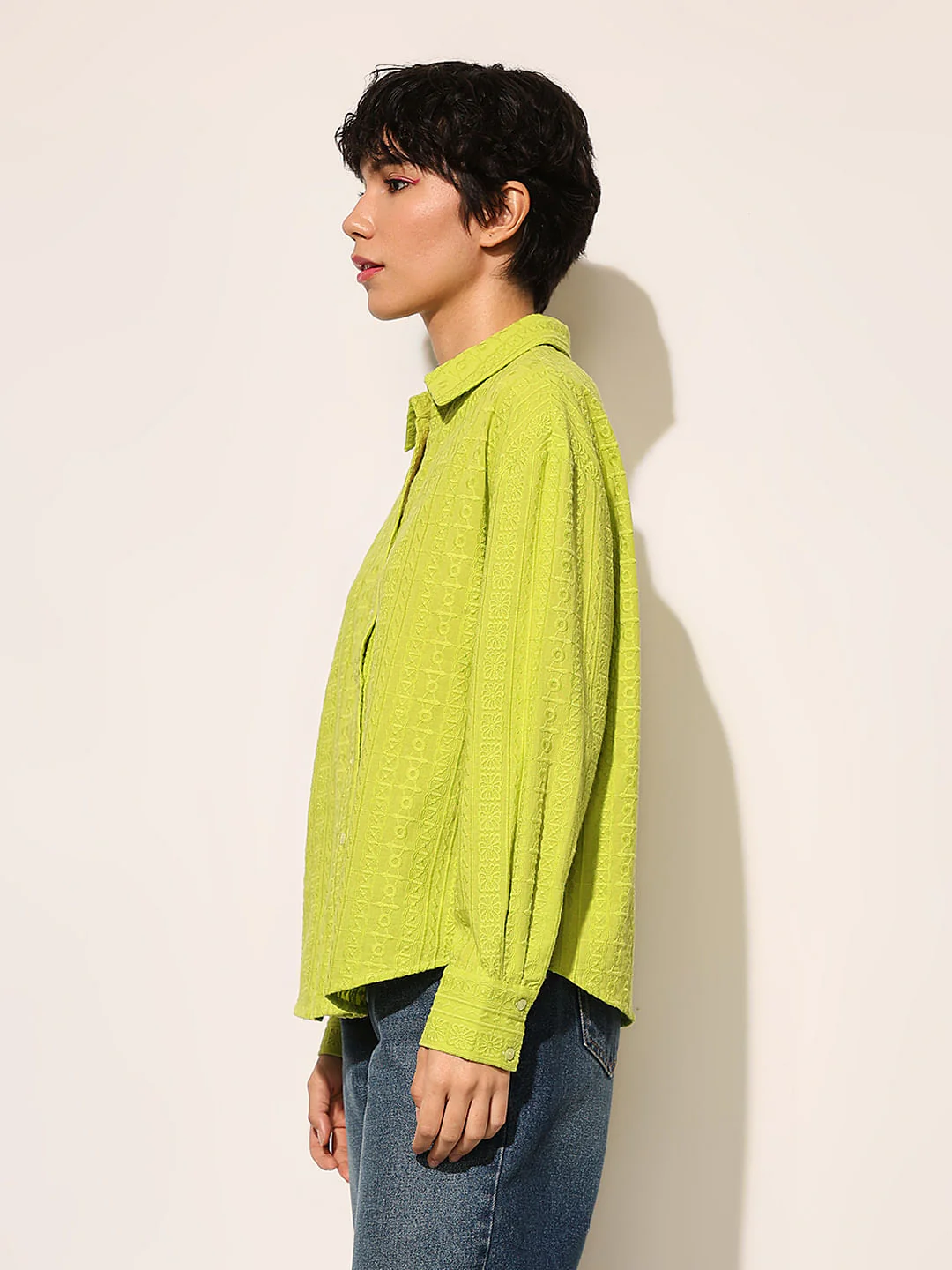 Green Embroidered Cotton Shirt - Image 5
