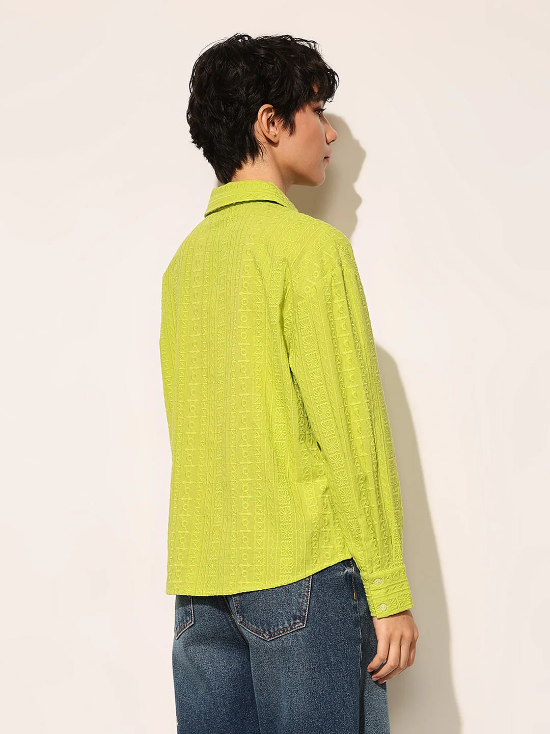 Green Embroidered Cotton Shirt - Image 6