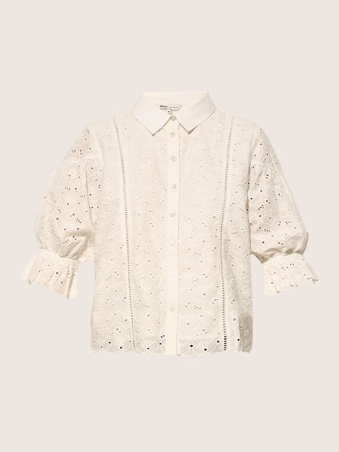 White Schiffli Cotton Shirt - Image 7