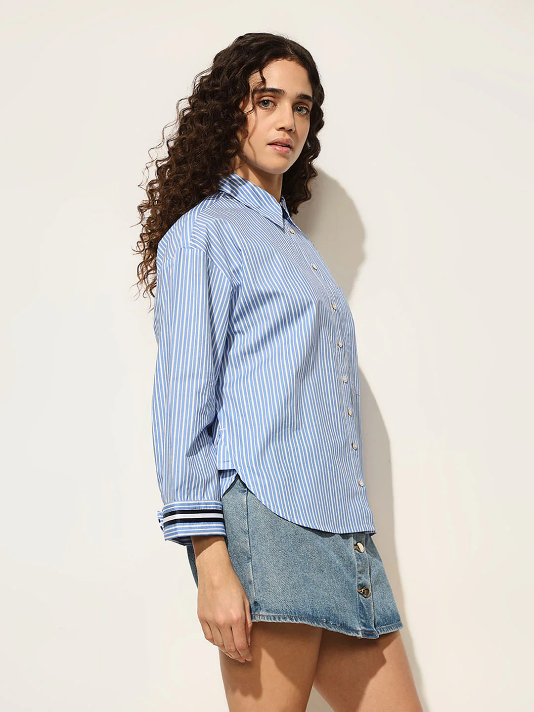 Blue Striped Cotton Shirt - Image 5