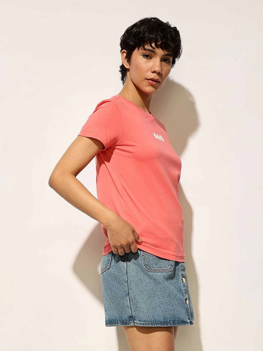Coral Printed Cotton T-Shirt - Image 6