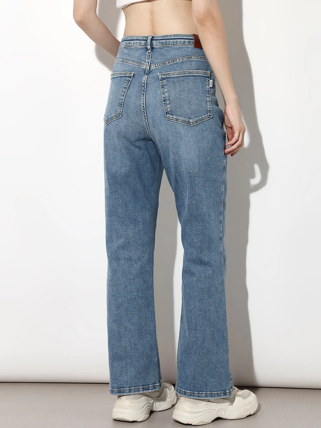 Blue High Rise Flared Jeans - Image 5