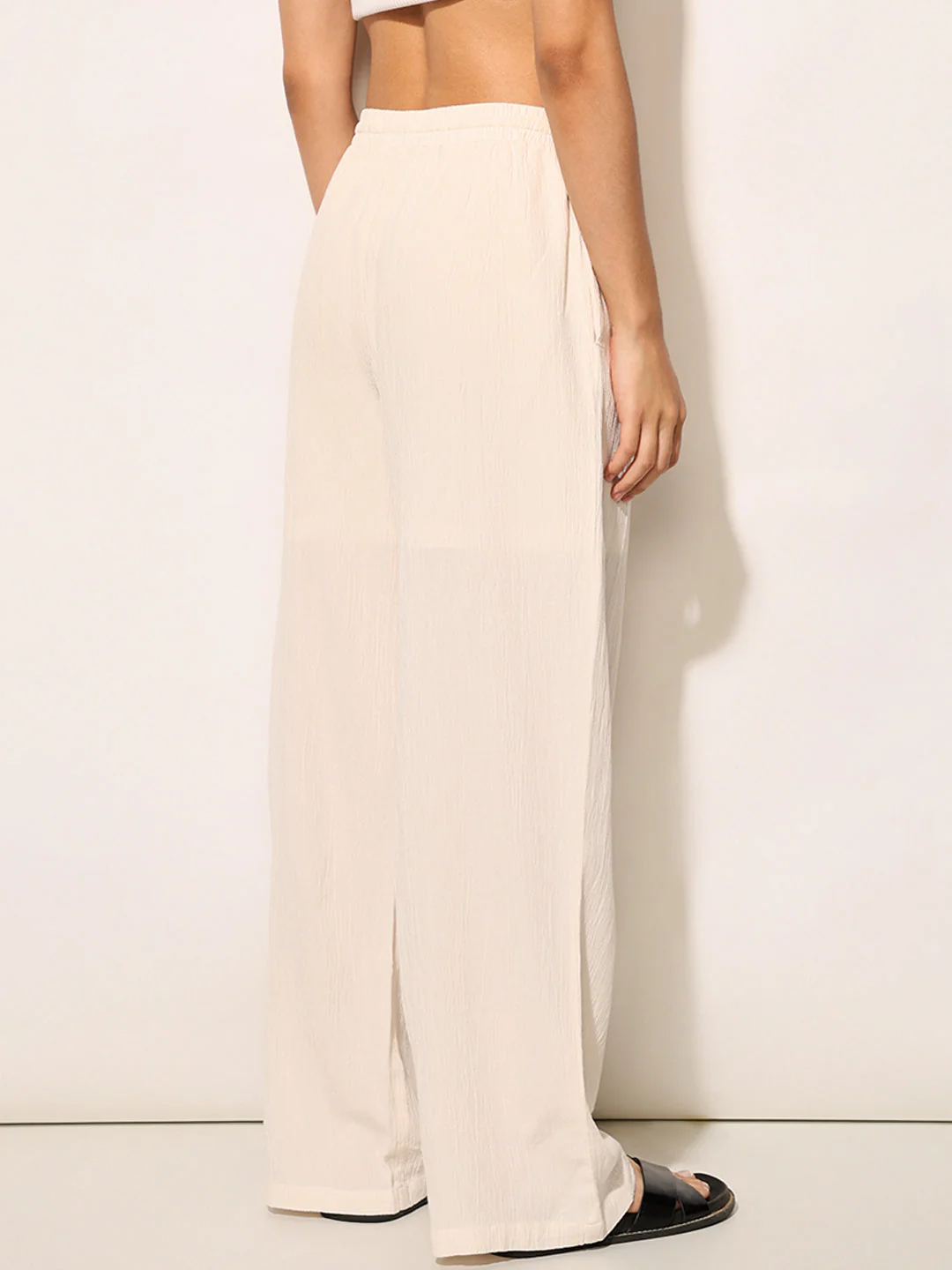 Beige High Rise Straight Fit Pants - Image 5