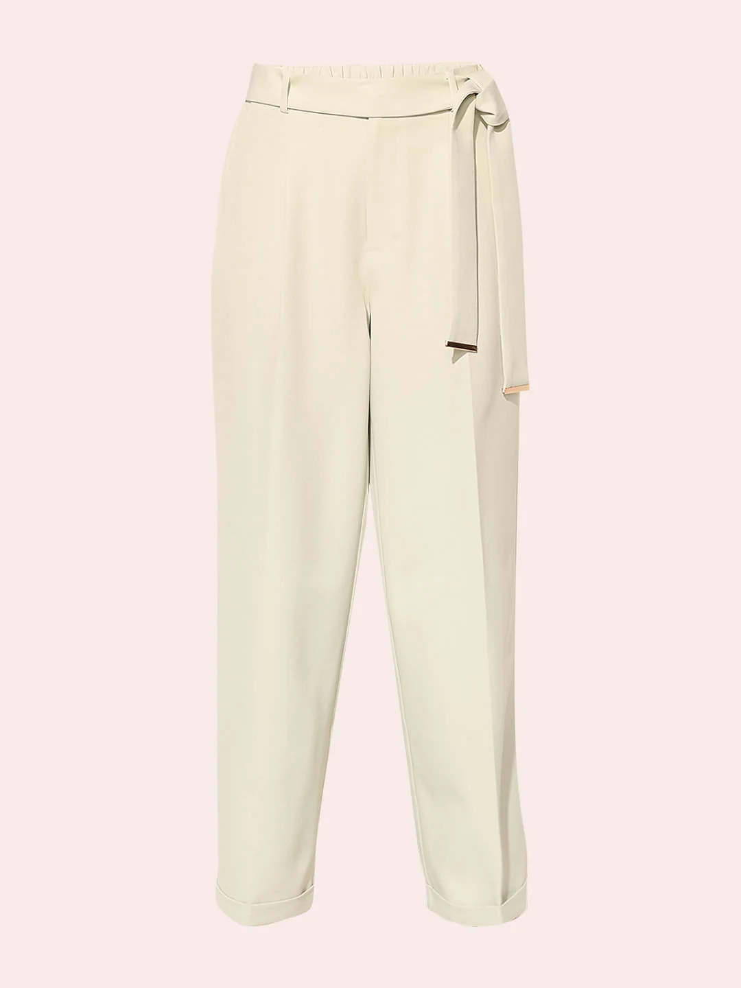 Light Green High Rise Belted Pants - Image 6
