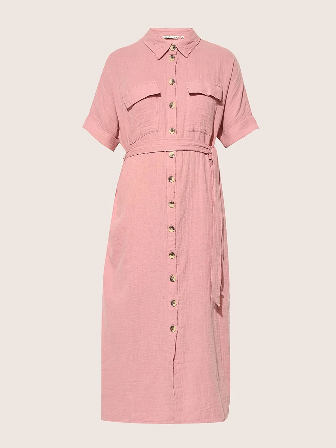 Pink Cotton Shirt Dress - Image 6