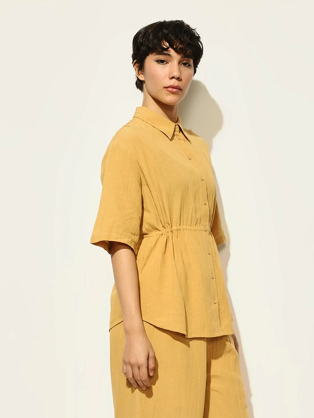 Mustard Cotton Co-Ord Set Shirt - Image 5