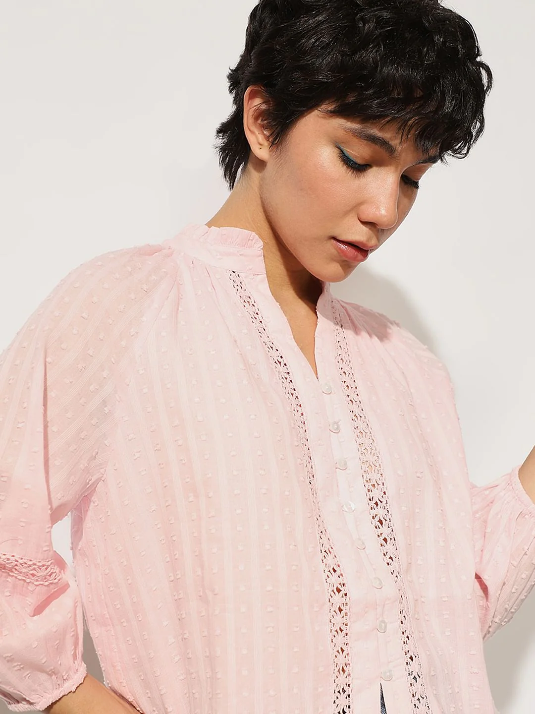 Pink Frill Trimmed Lace Top - Image 4