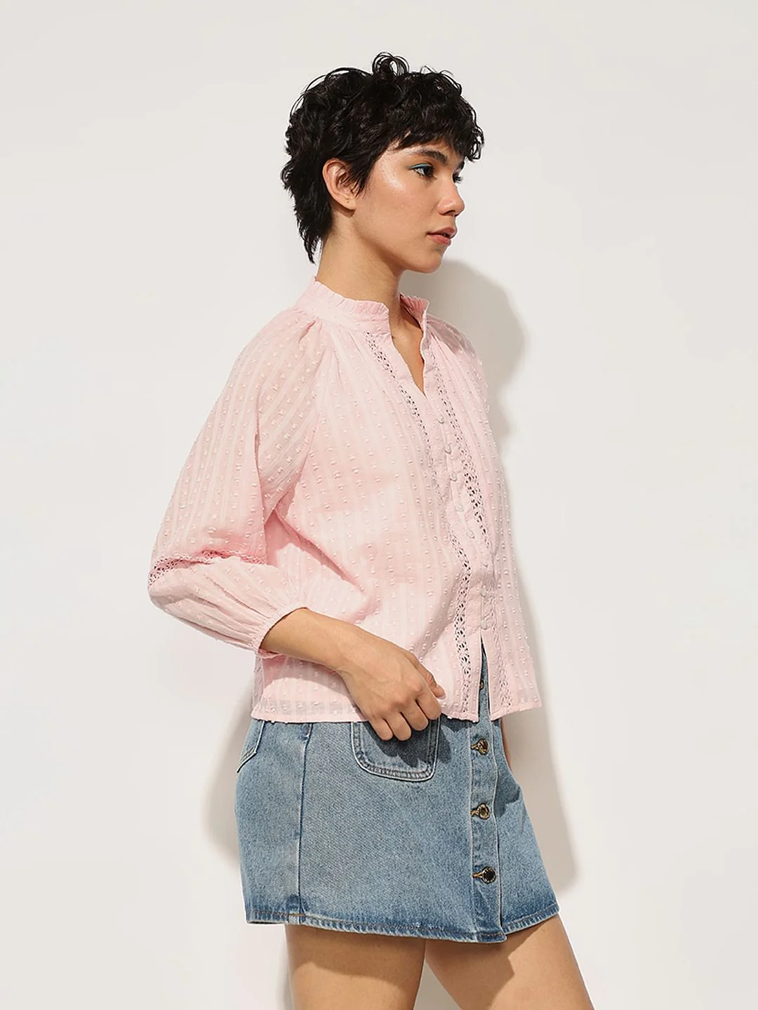 Pink Frill Trimmed Lace Top - Image 5