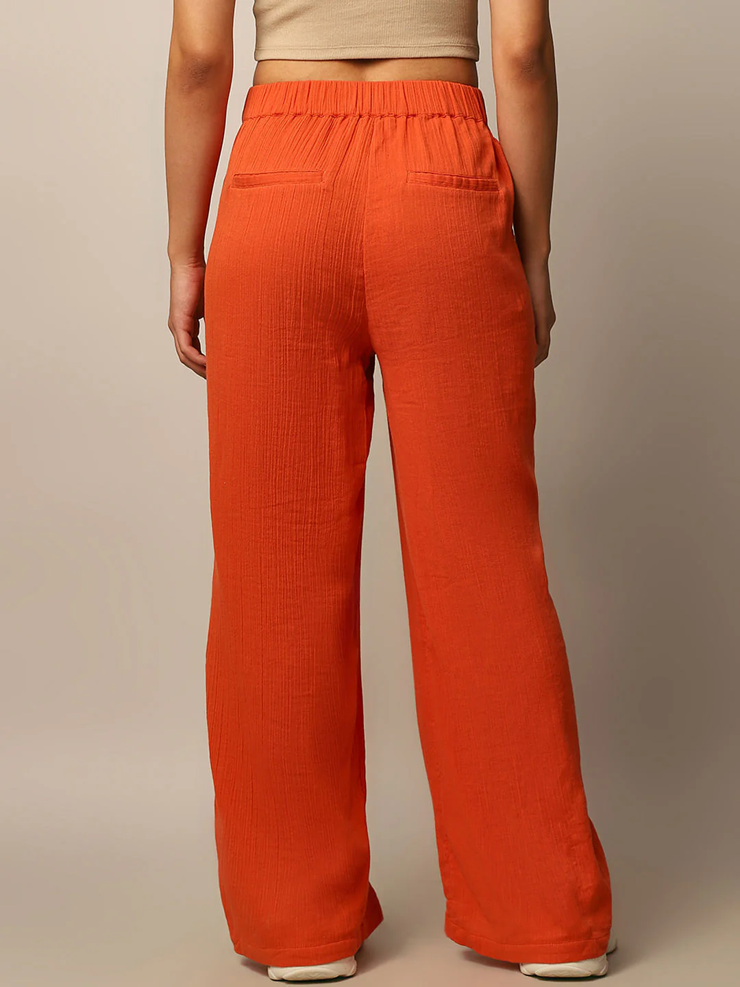 Orange Textured Pull On Pants - Image 5