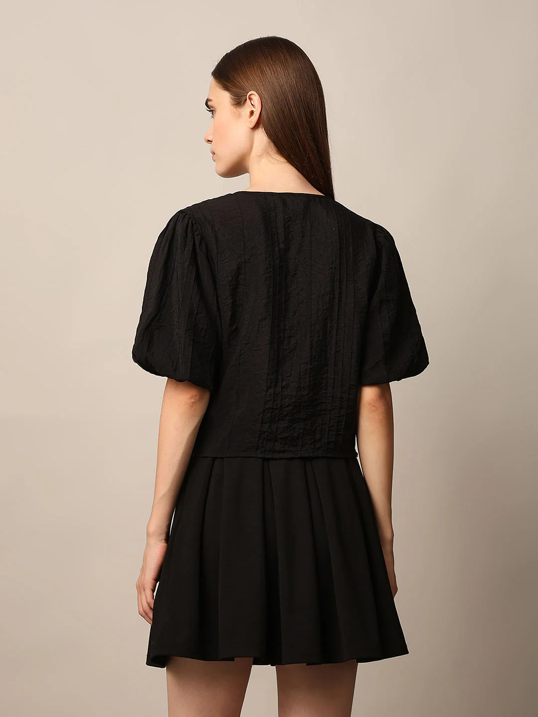 Black Smocked Cropped Top - Image 6