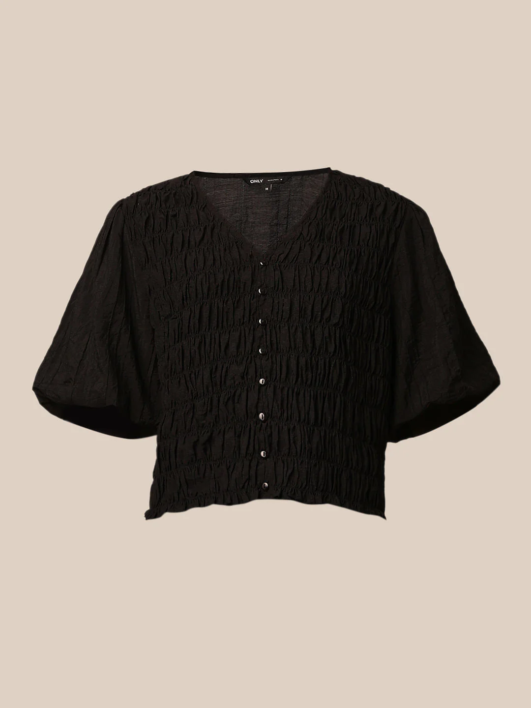 Black Smocked Cropped Top - Image 7