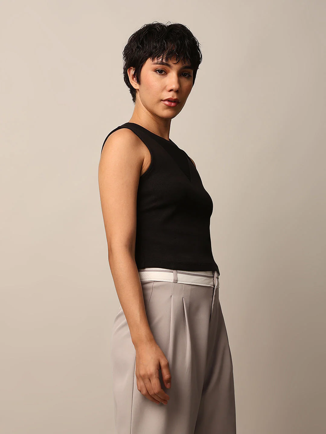 Black Ribbed Vest Top - Image 5