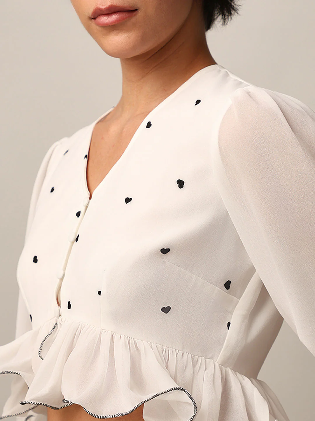 White Embroidered Crop Top - Image 4