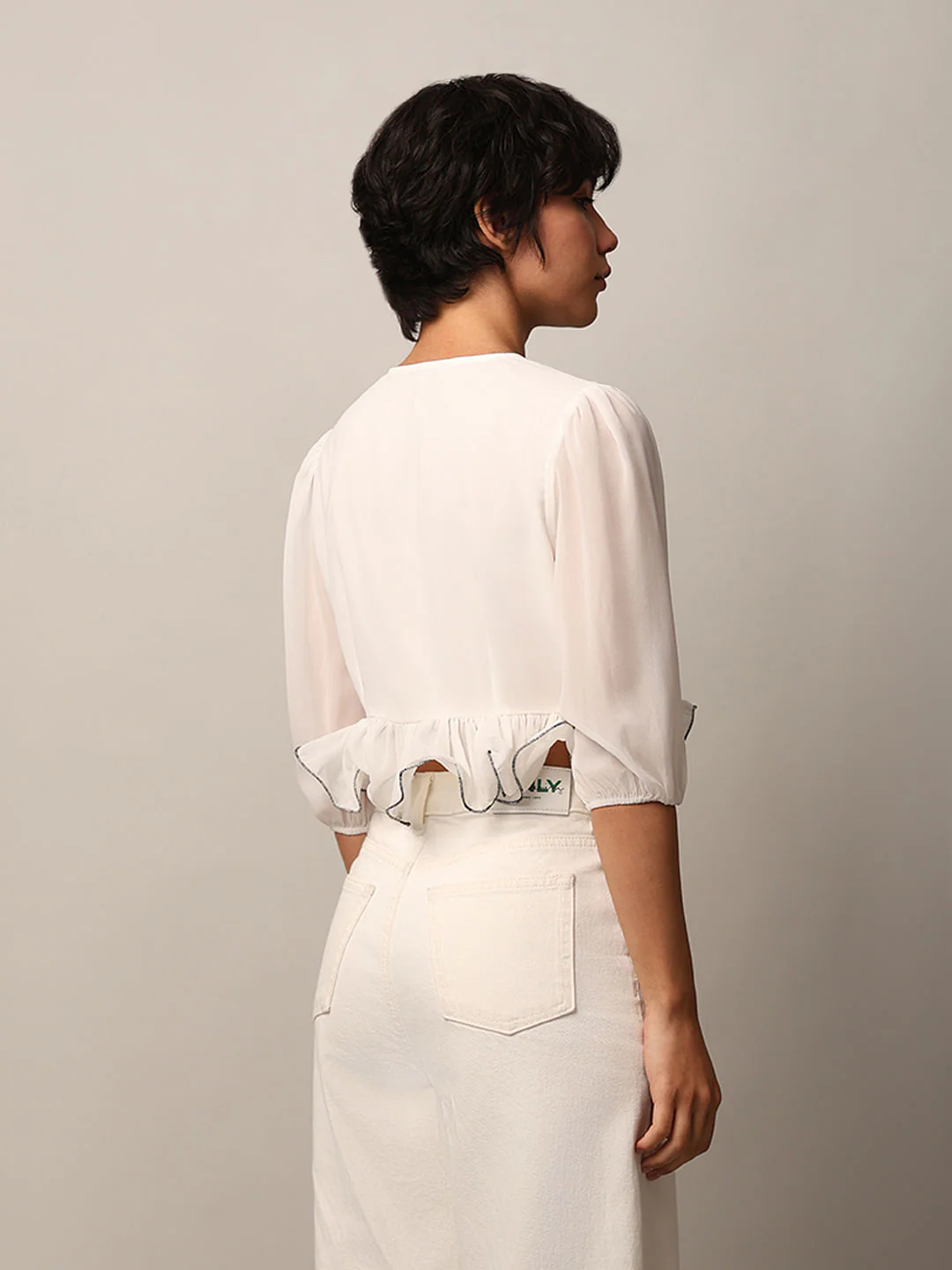 White Embroidered Crop Top - Image 6