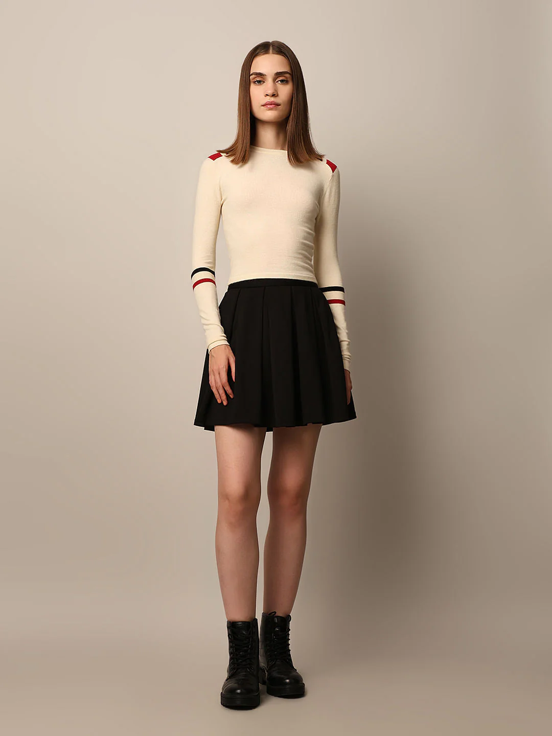 Cream Fitted Knit Top - Image 2