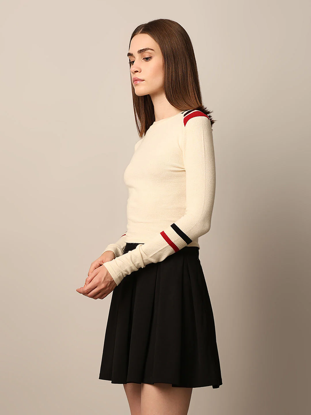 Cream Fitted Knit Top - Image 5