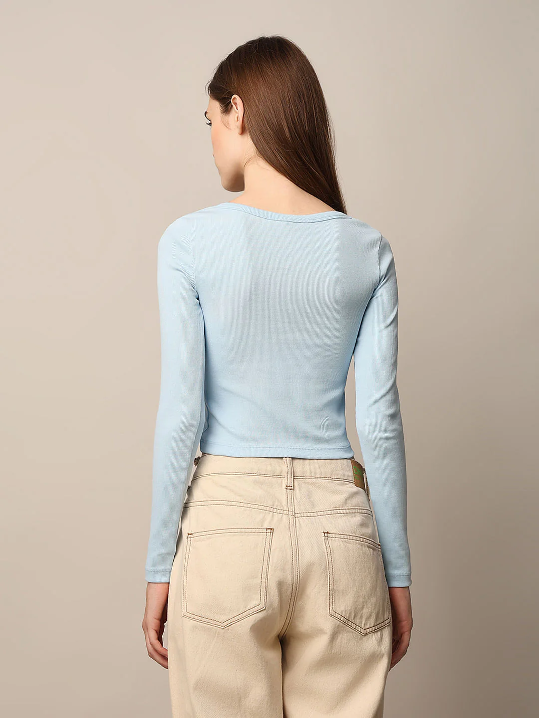 Blue Ribbed Fitted Top - Image 6