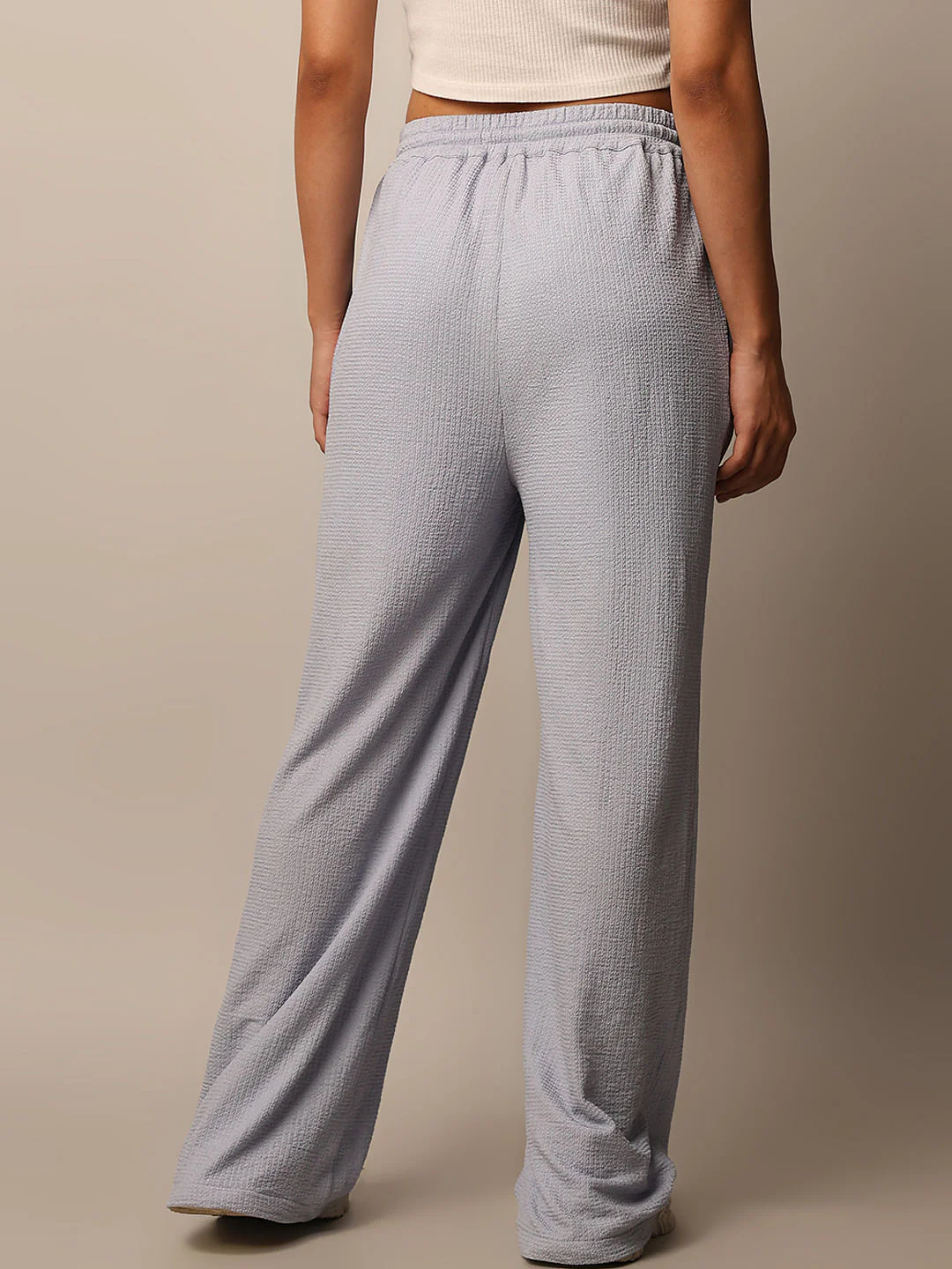 Blue Textured Pull On Pants - Image 5