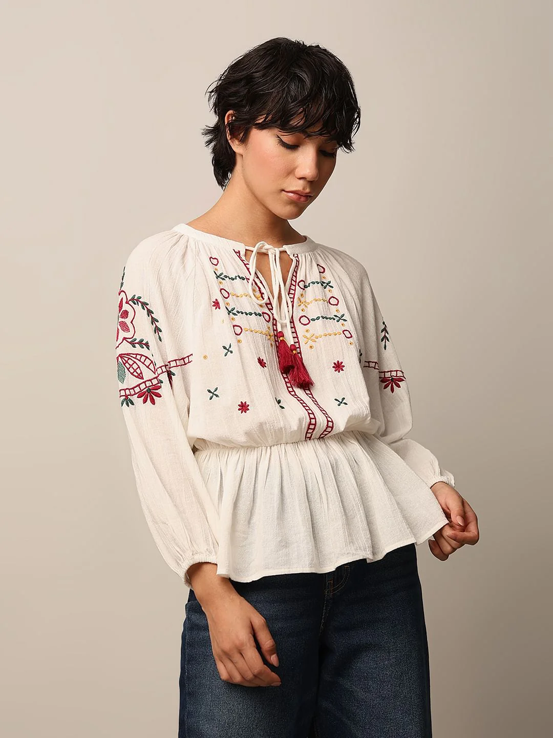 White Embroidered Top - Image 3
