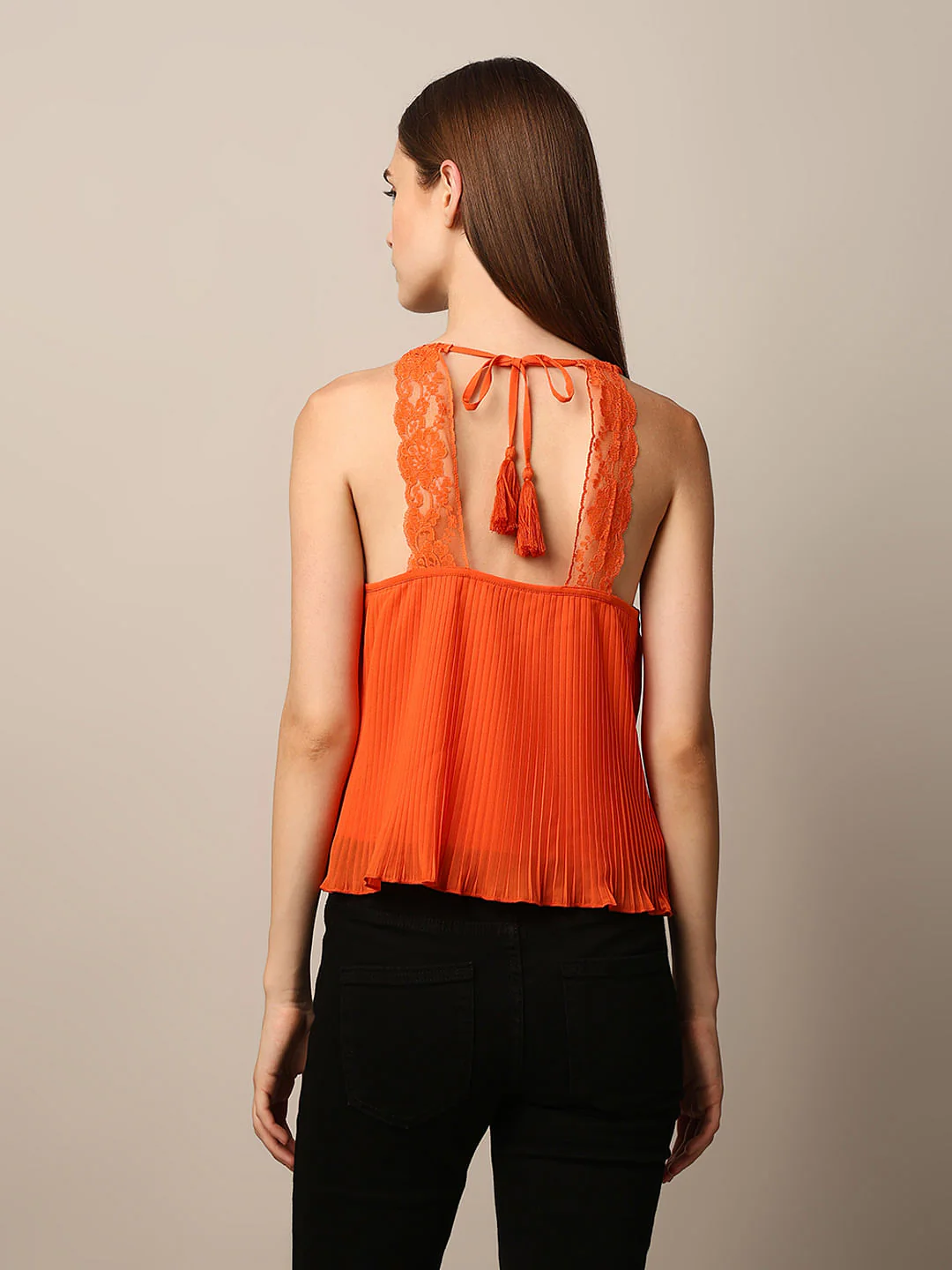 Orange Pleated Strappy Top - Image 6