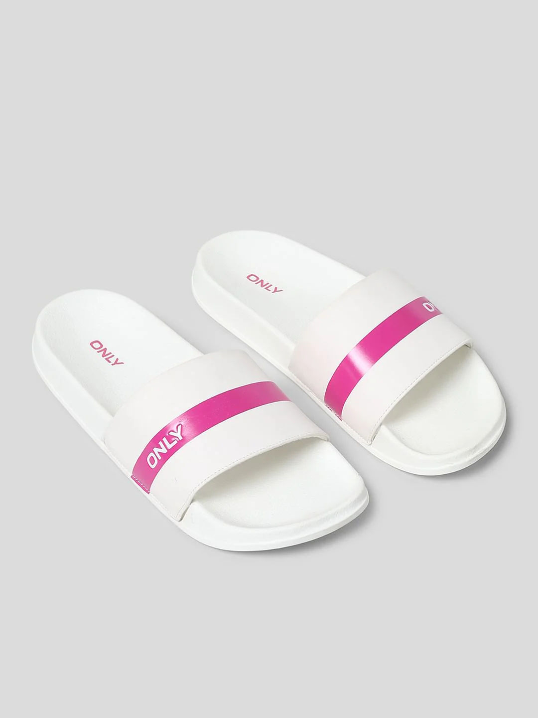 Pink Striped Logo Print Pool Sliders - Image 2