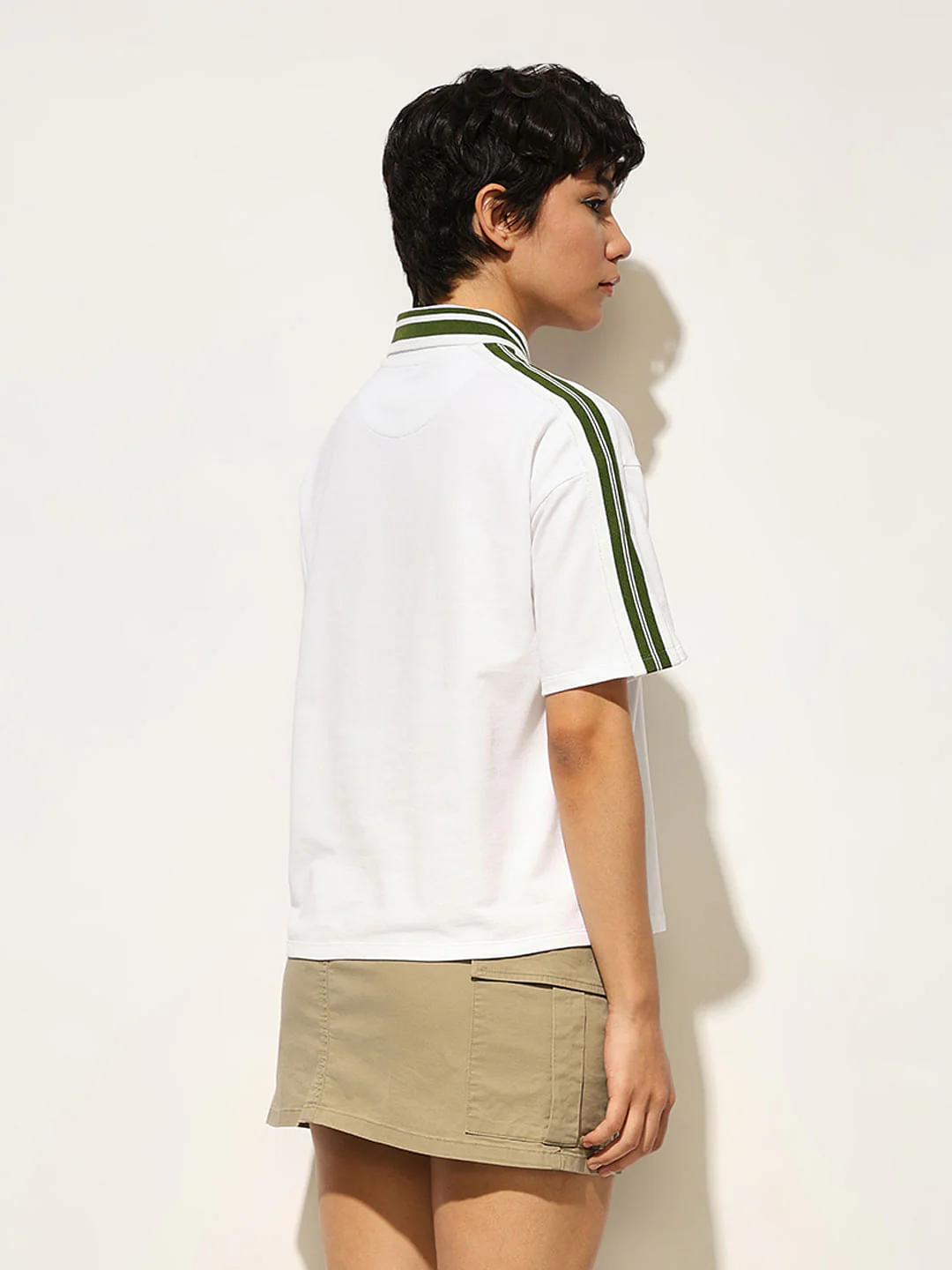 White Printed Cotton Polo - Image 6