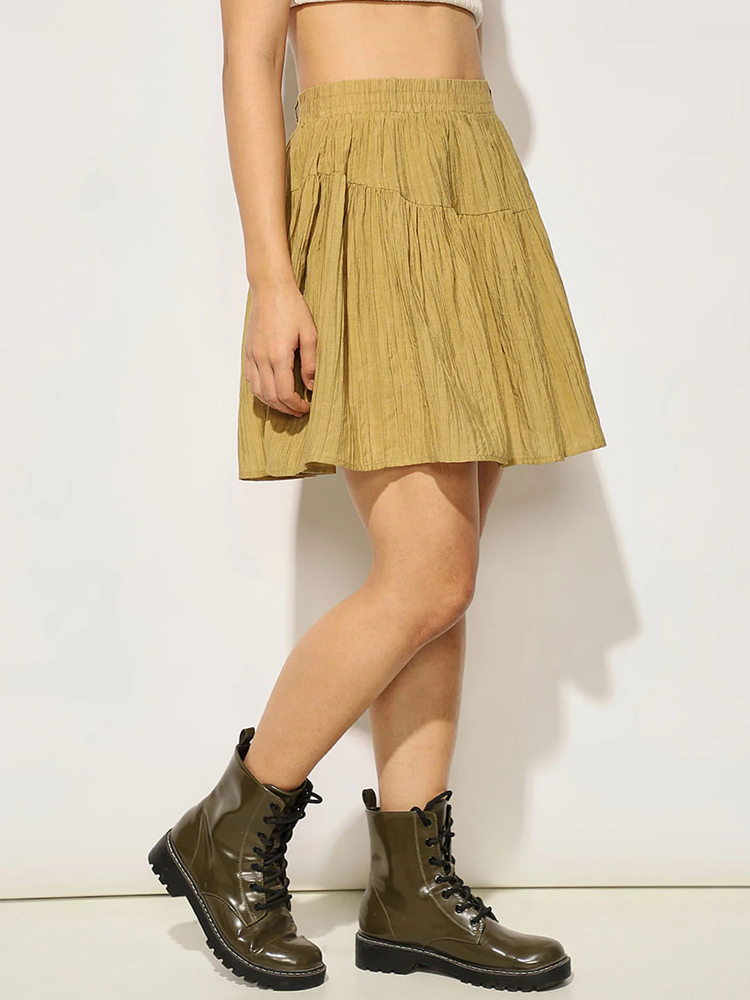 Brown Seersucker Co-Ord Set Skirt - Image 4