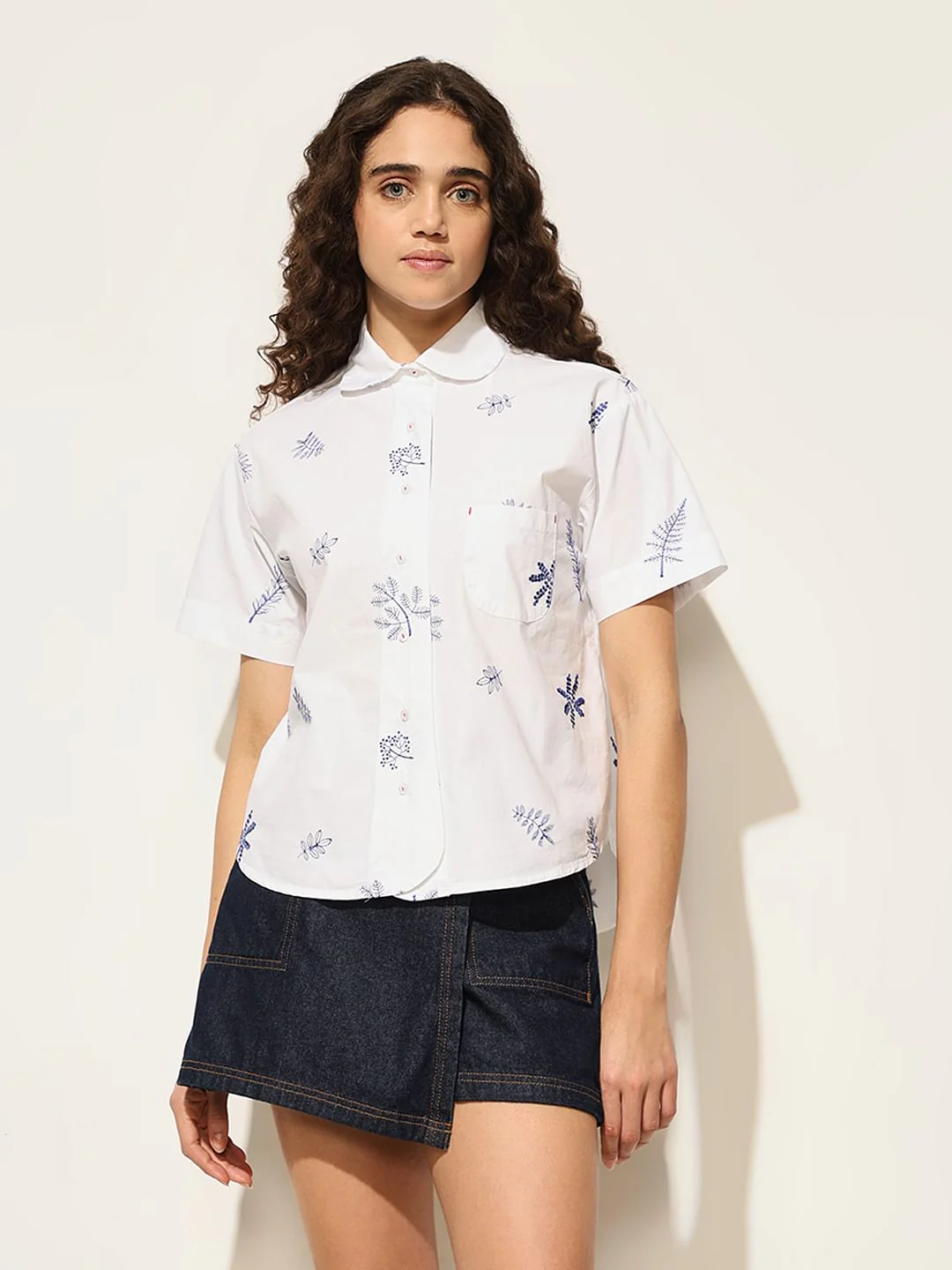 White Embroidered Cotton Shirt - Image 3