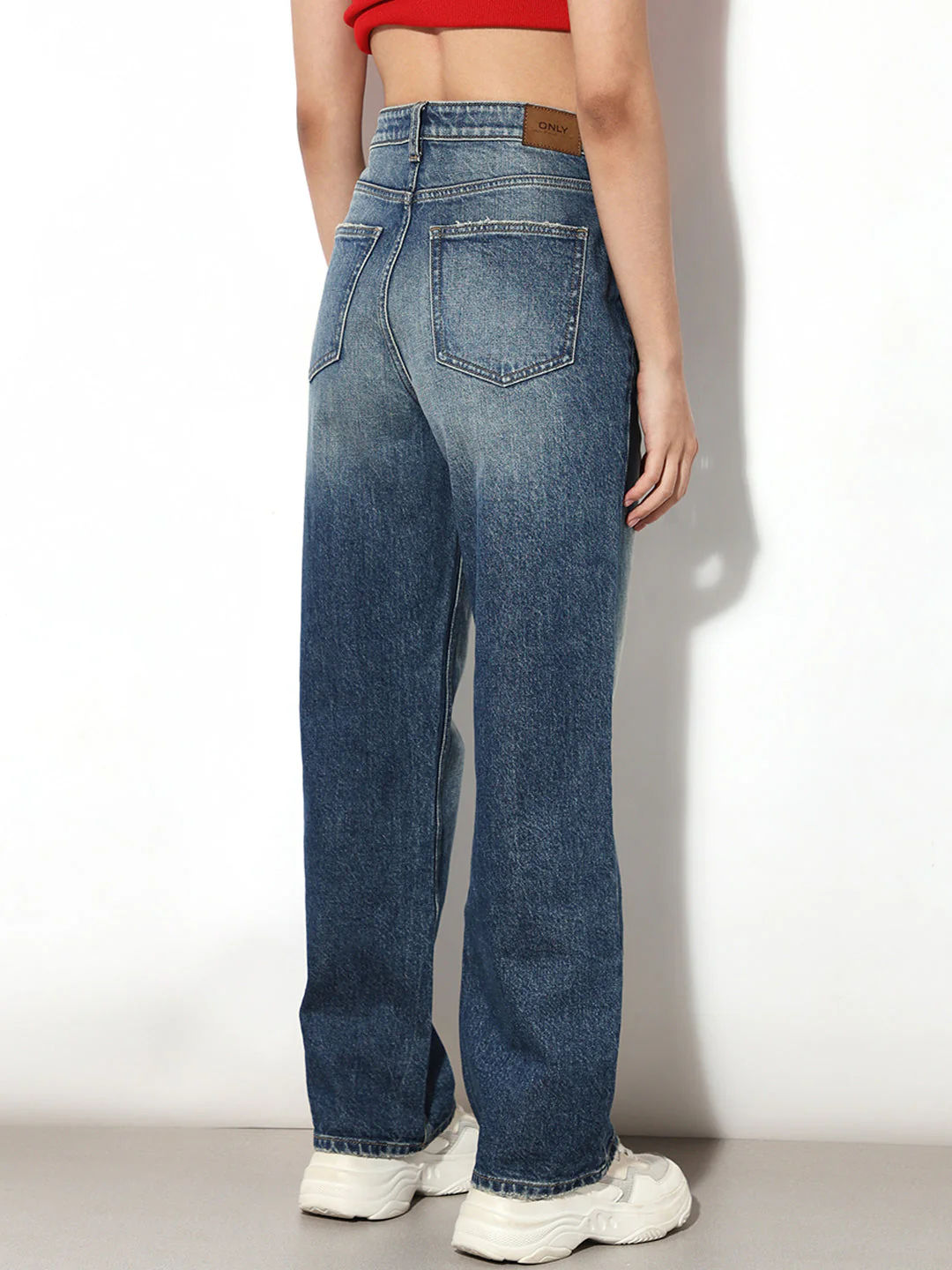 Dark Blue Mid Rise Straight Fit Jeans - Image 5