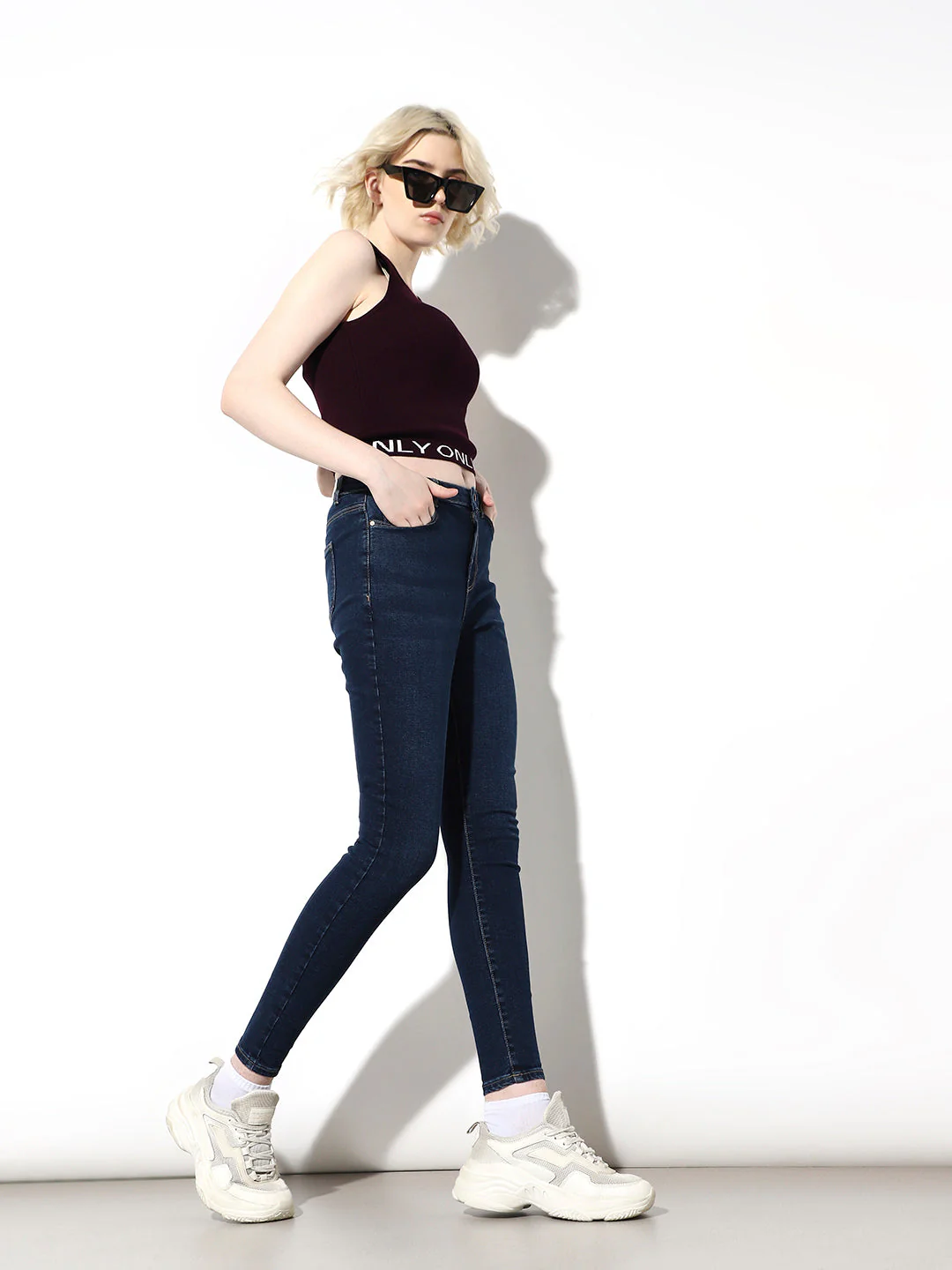Dark Blue High Rise Skinny Jeans