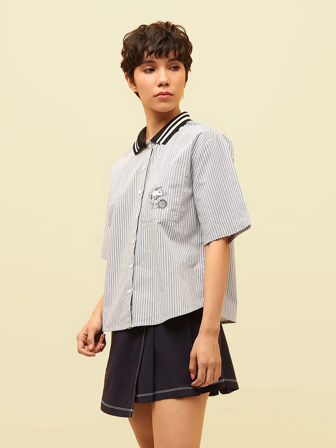 Peanuts Blue Striped Cotton Shirt - Image 7