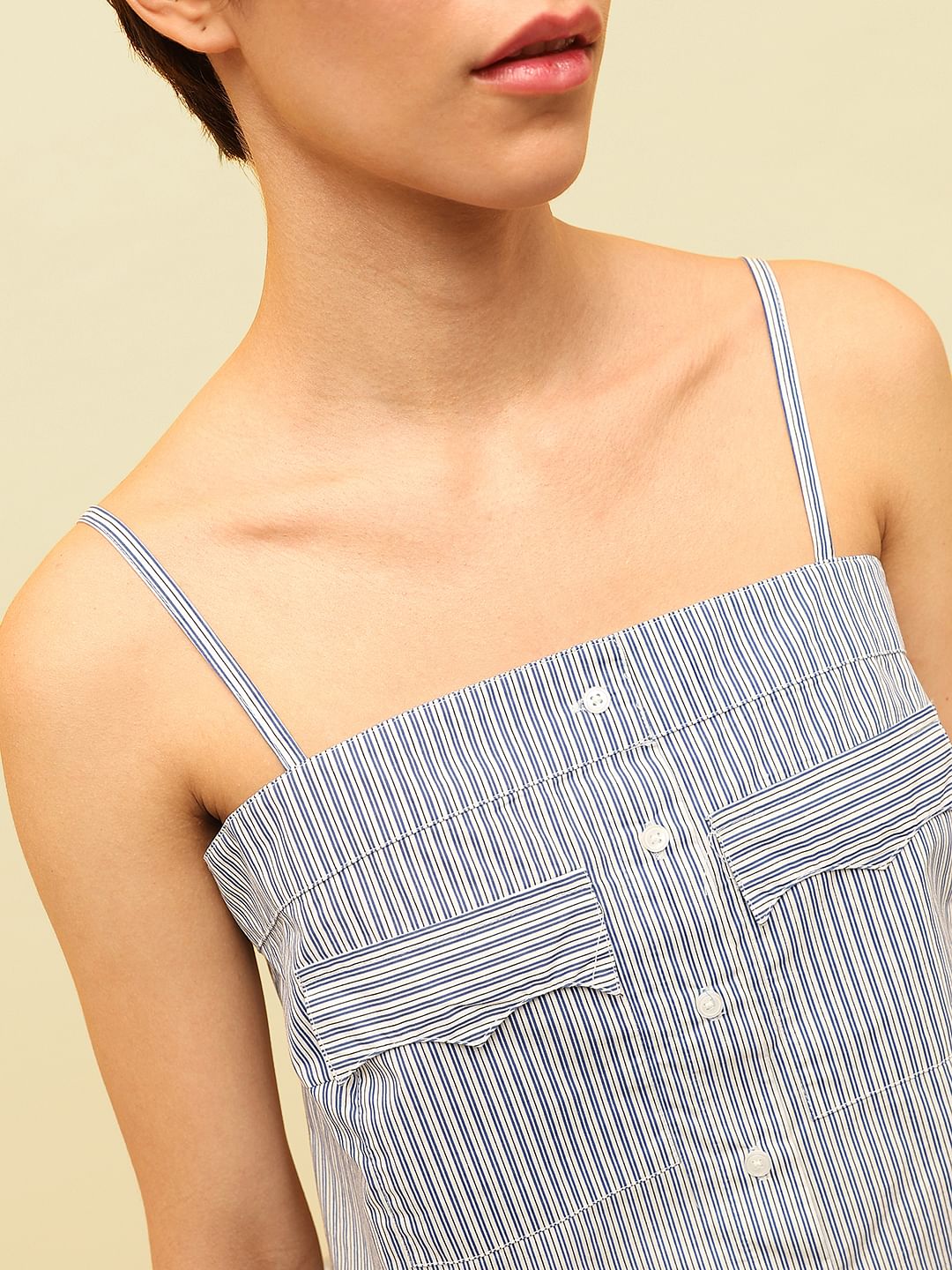 Blue Striped Strappy Top - Image 5