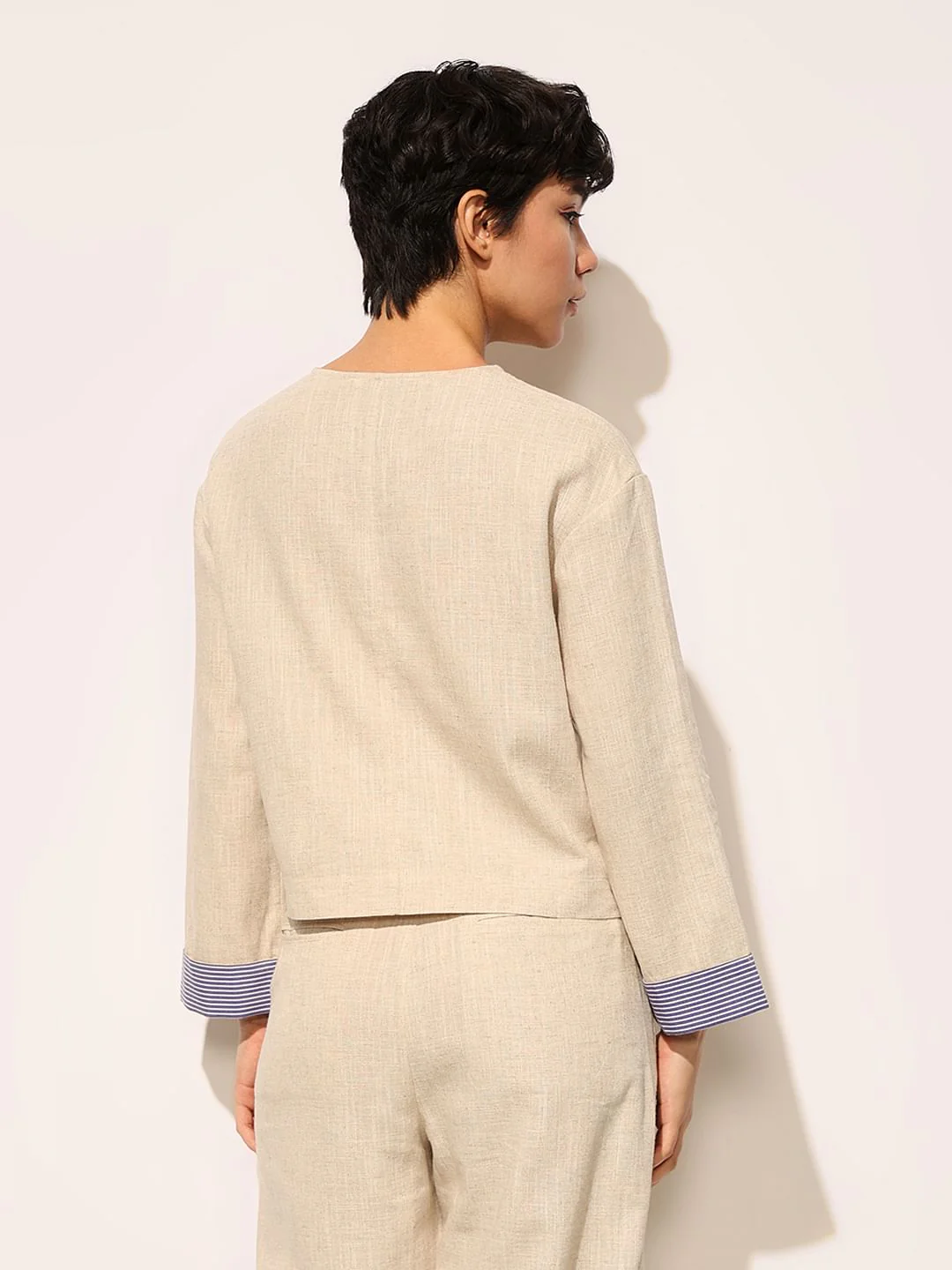 Beige Linen Co-Ord Set Shirt - Image 6