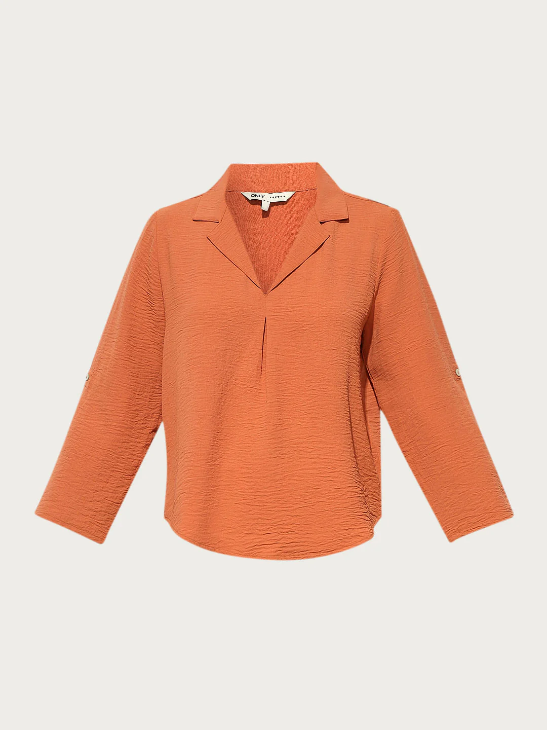 Orange Textured Resort Collar Top - Image 7