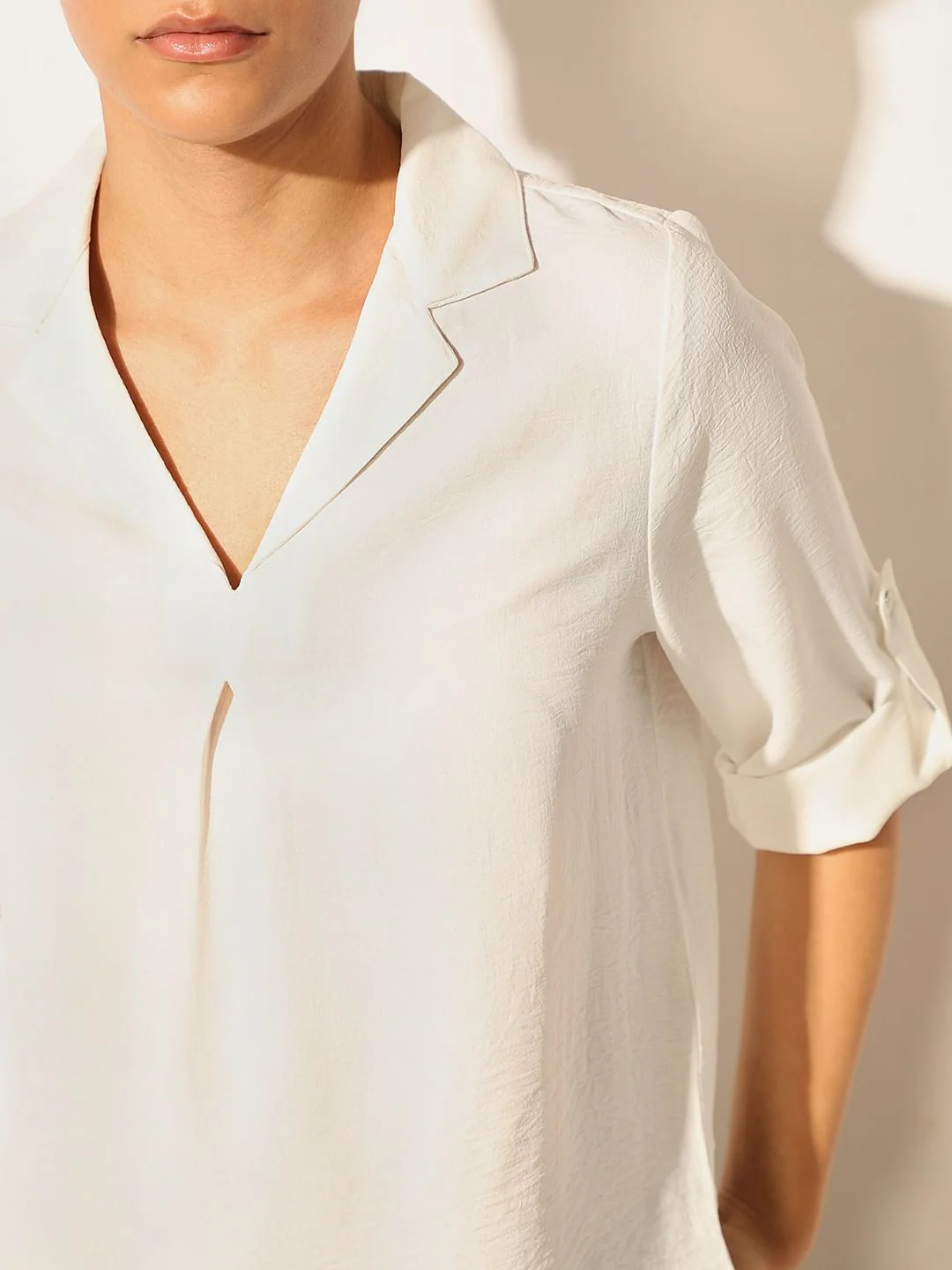 White Lapel Collar Top - Image 4