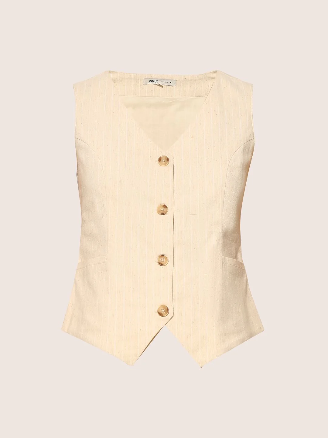 Beige Striped Co-Ord Set Waistcoat - Image 7