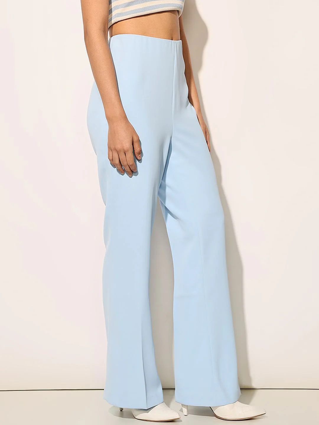 Blue Side Slit Flared Pants - Image 4