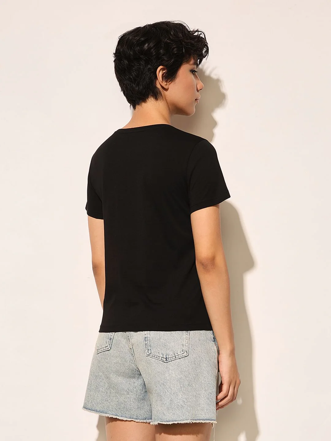 Black Typographic Print T-Shirt - Image 6