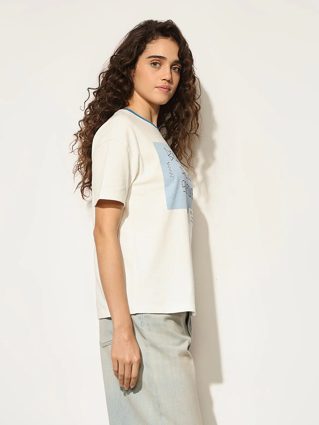 White Printed Crop T-Shirt - Image 5