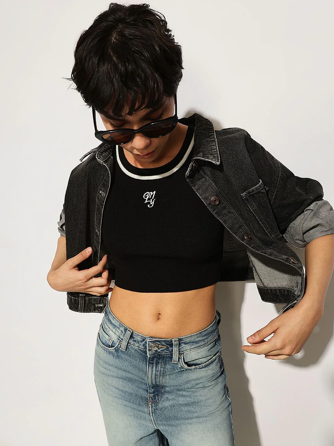 Black Knitted Crop Top