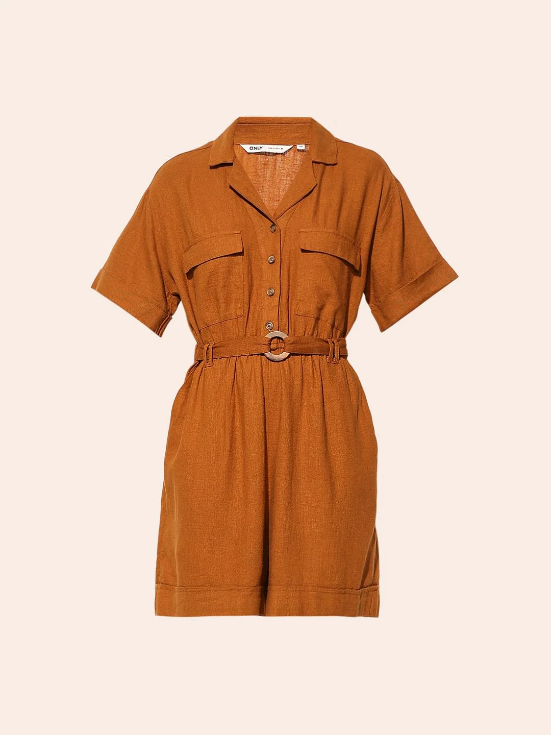 Brown Linen Blend Playsuit - Image 7