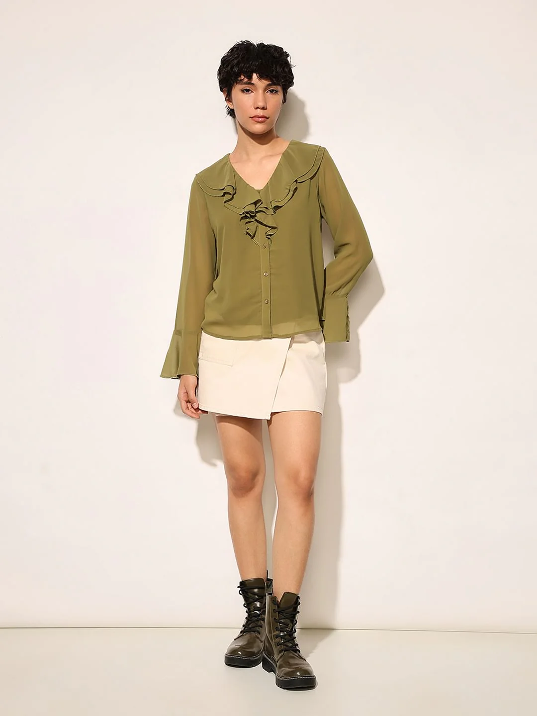 Olive Sheer Shirt - Image 2