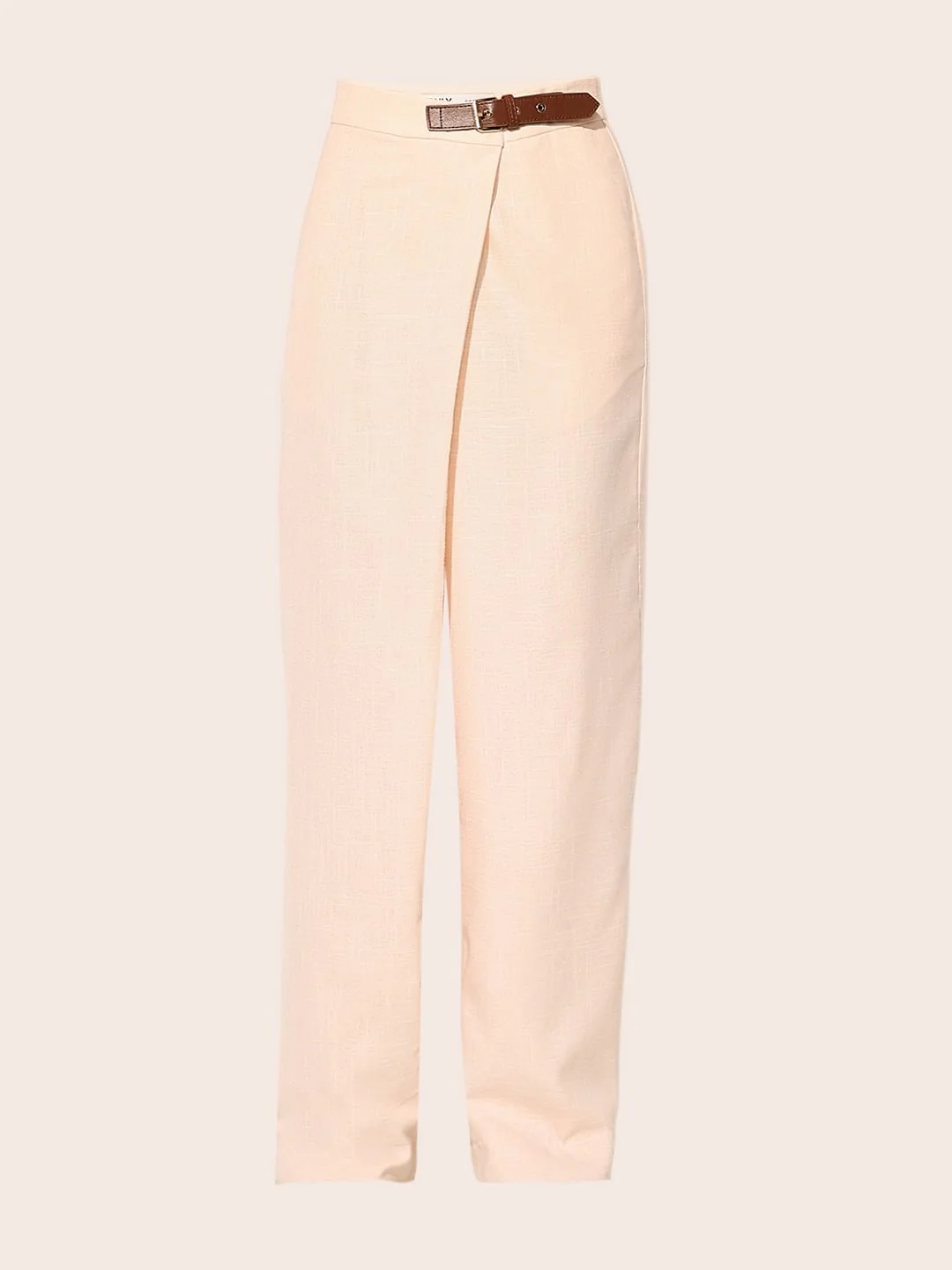 Beige High Rise Belted Pants - Image 6