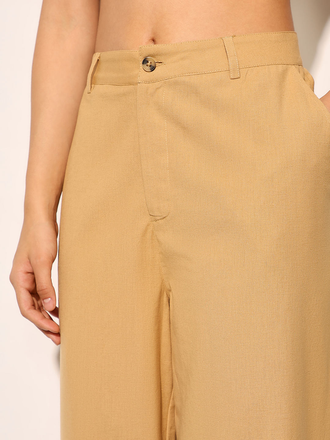 Brown High Rise Loose Fit Pants - Image 3