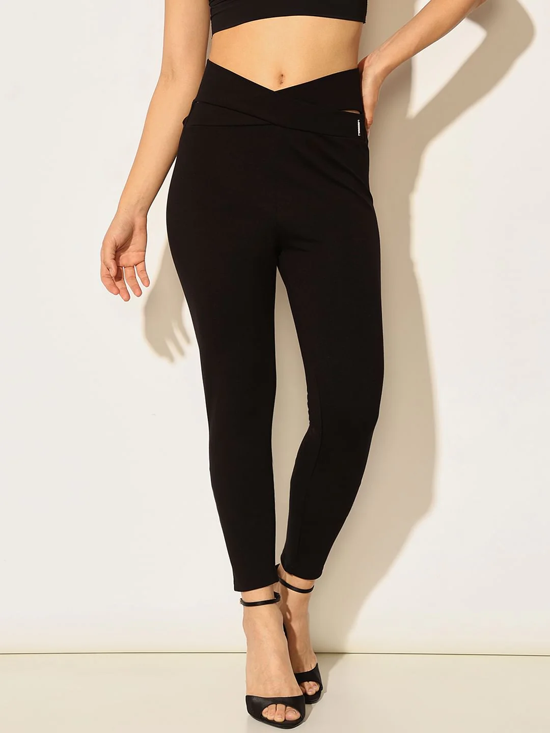 Black High Rise Stretchable Leggings - Image 2