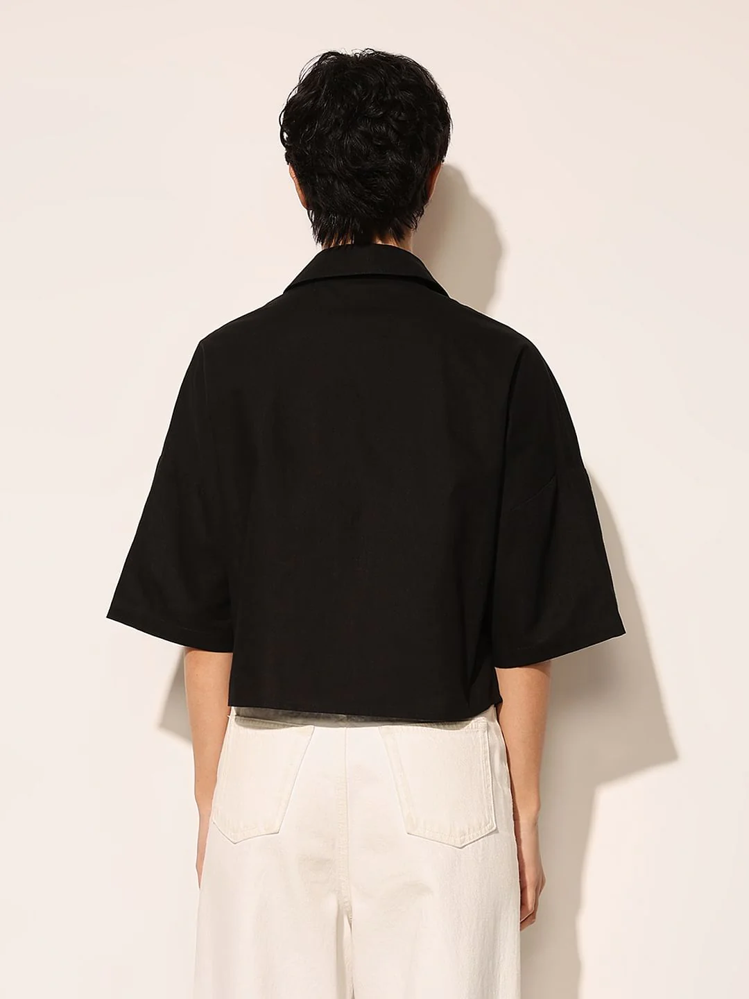 Black Embroidered Boxy Fit Shirt - Image 6