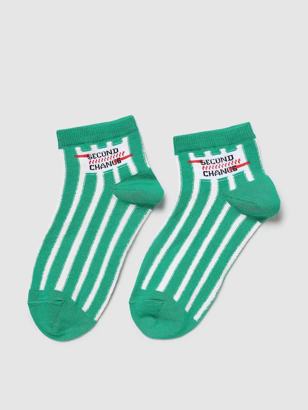 Pack Of 3 White & Green Ankle Length Socks - Image 3