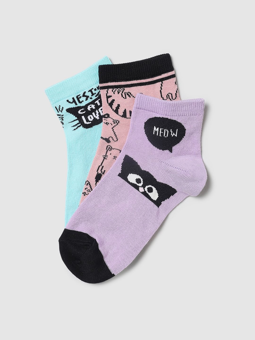 Pack Of 3 Printed Ankle Length Socks - Image 2